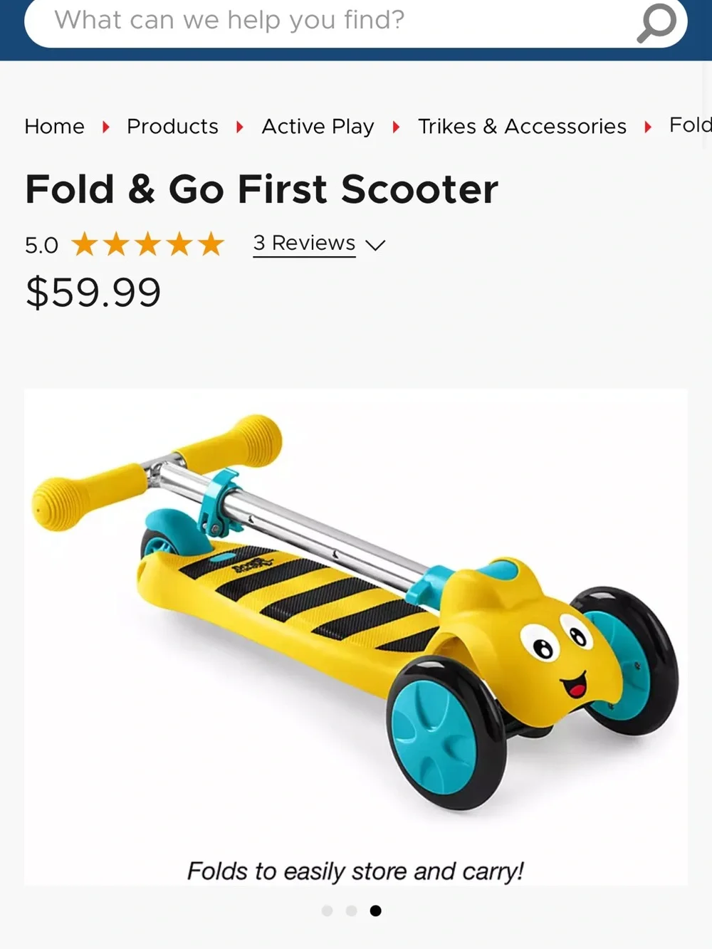 Fold & Go First Scooter - Yellow/Teal